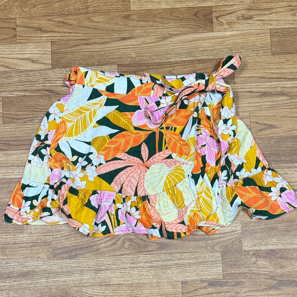 Aerie Tropical Floral Wrap Skirt